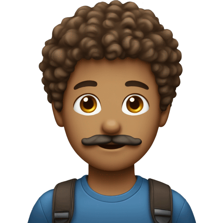 Brown, Curly haired boy with moustache ￼ emoji