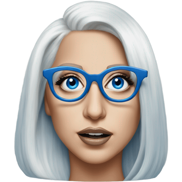 Hyper Realistic Lady Gaga blue eyes big glasses  emoji