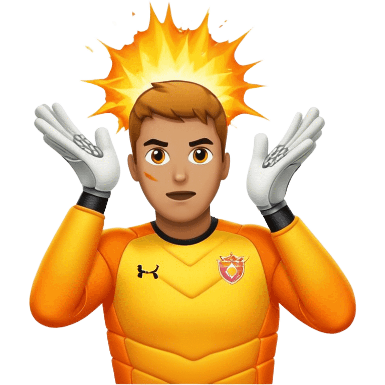 The goalkeeper's explosion above his head emoji