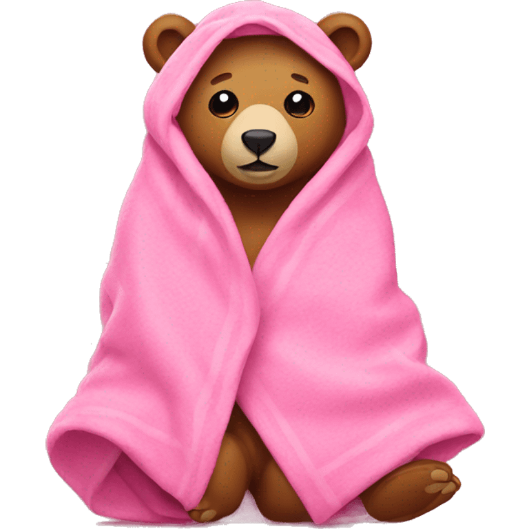 bear wrapped in pink blanket emoji