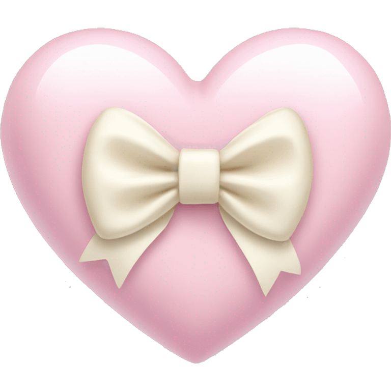 light pink heart with cream bow emoji