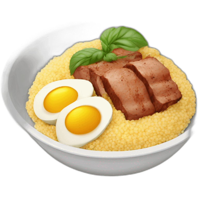 Meal of couscous with meat emoji