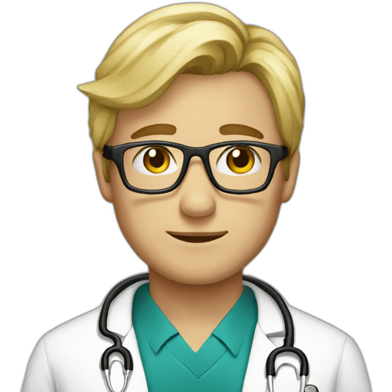 Blond male doctor with glasses profile pic emoji