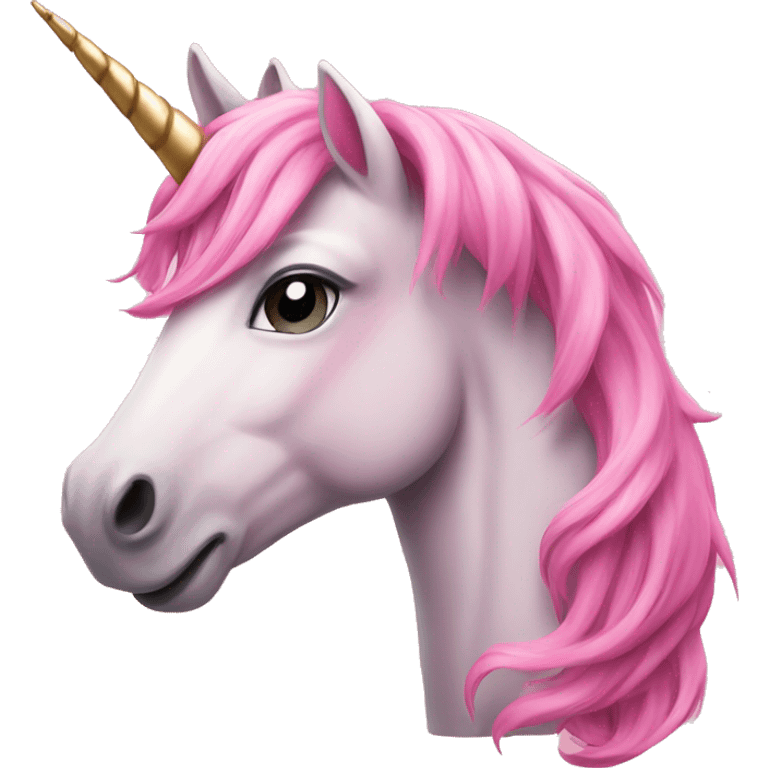 Beautiful Pink unicorn with long flowing pink hair  emoji