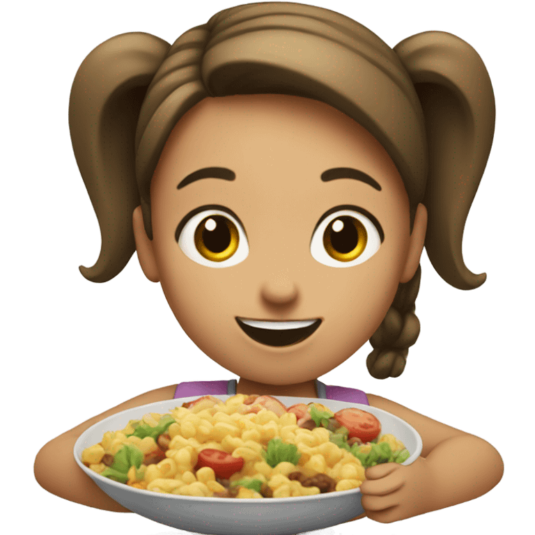 girl in ponytail enjoying meal indoors emoji