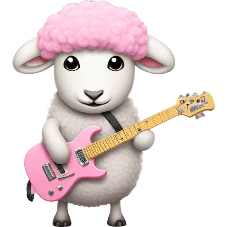 Sheep plays pastel Pink electric guitar emoji