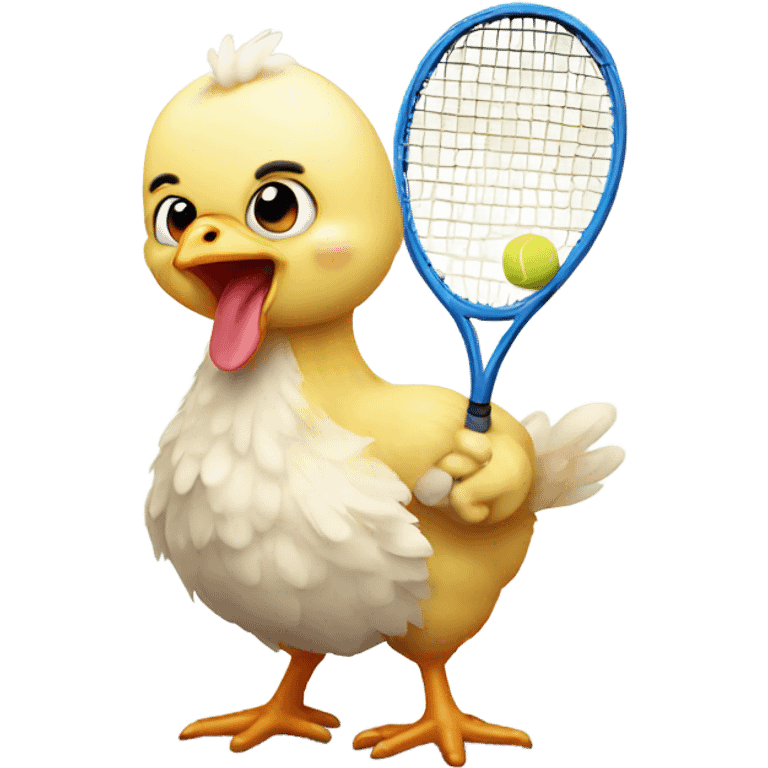 Baby chicken playing tennis emoji