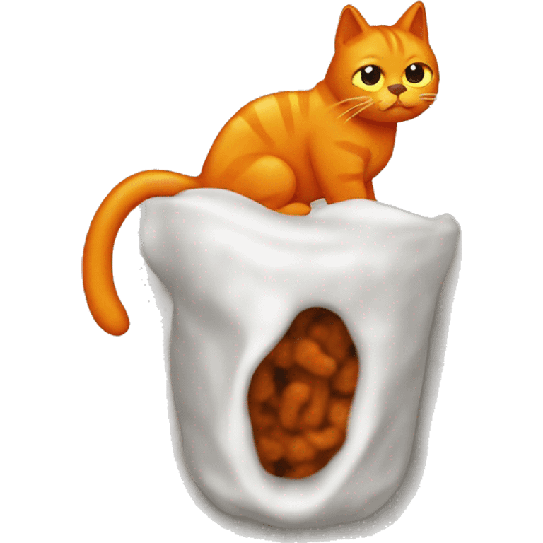 Cat pooping on a Cheeto emoji