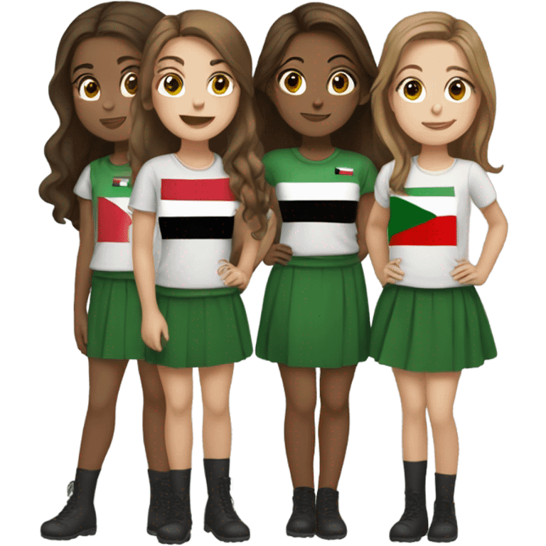 5 girls with brown hair iraq flag emoji