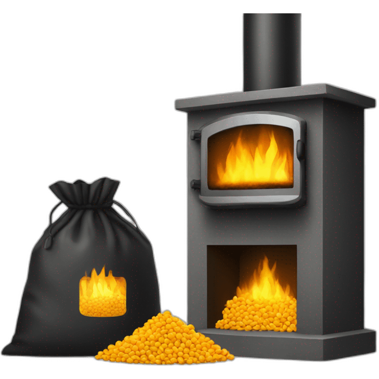 fire place and bag of pellets emoji