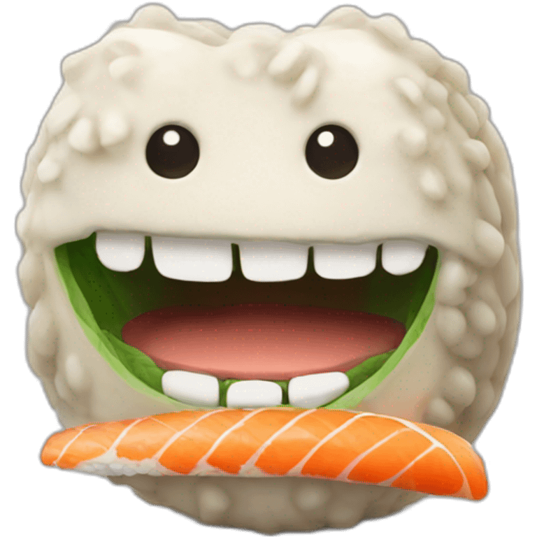 Creature eating sushi emoji