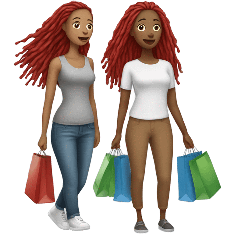 Woman with red locs , woman with gray locs shopping emoji