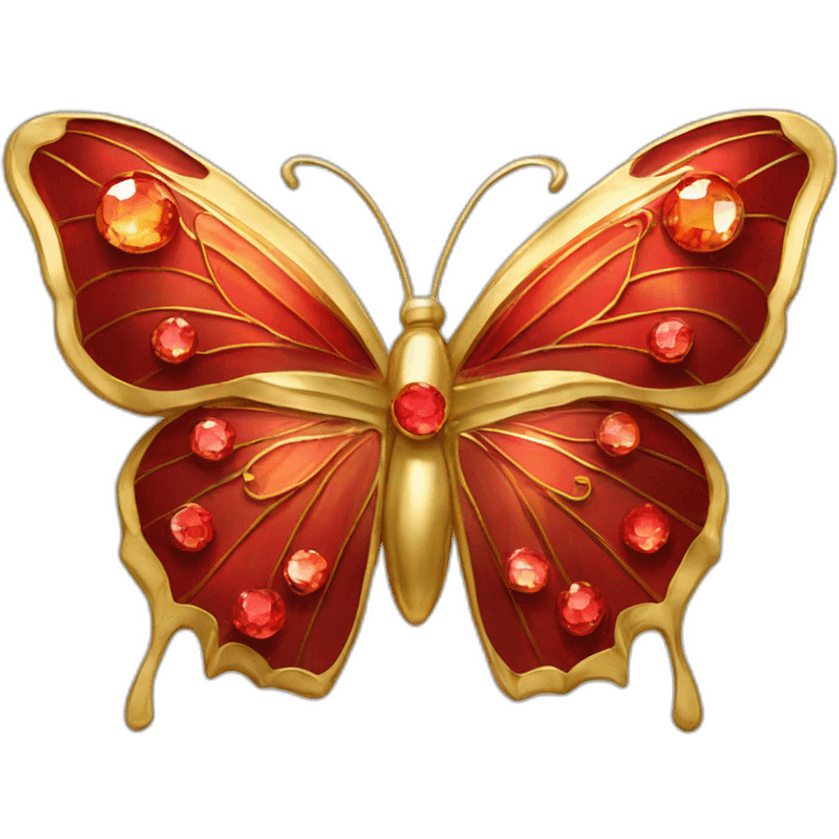 gold and red crystal butterfly jewel emoji