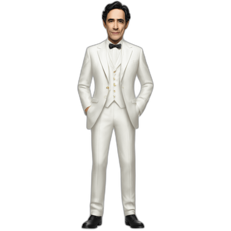 Ben Chaplin iridescent white outfit full body emoji