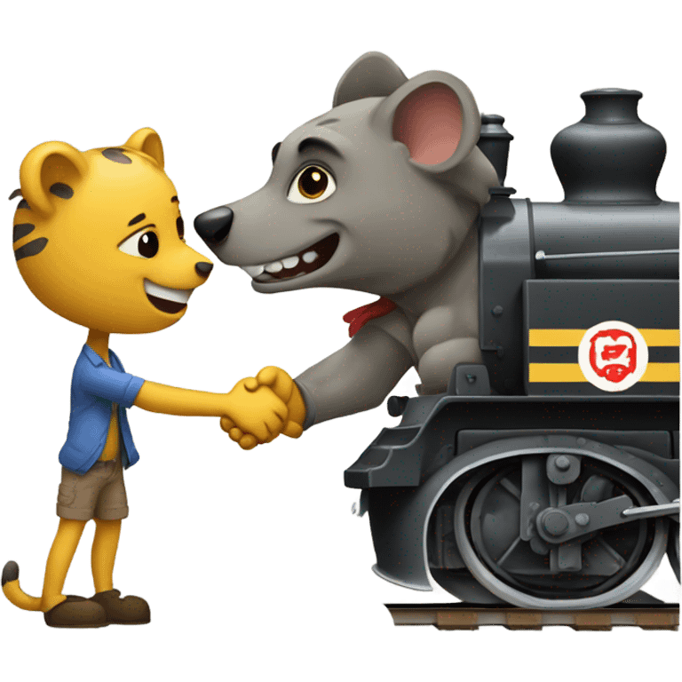 Strong locomotive Train handshaking hyena emoji