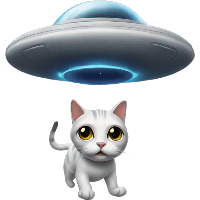 cat being taken away by a ufo emoji