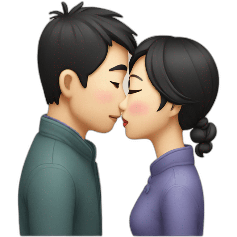 Chinese couple kissing emoji