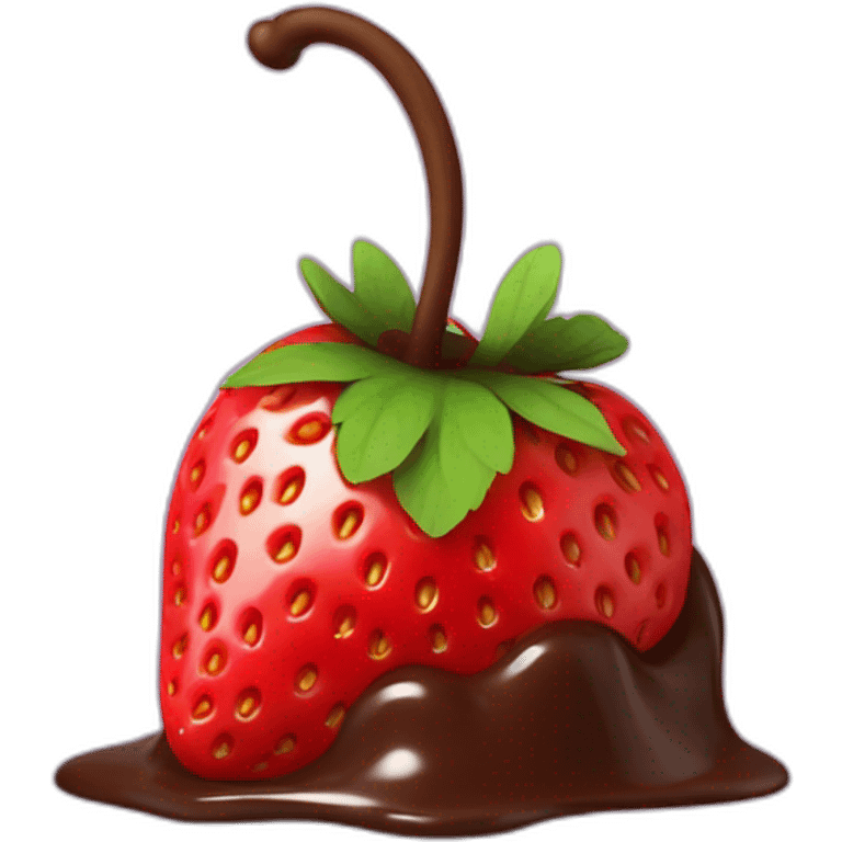 Strawberry in melted Brown chocolate emoji