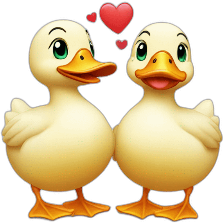 Happy cute ducks in love emoji