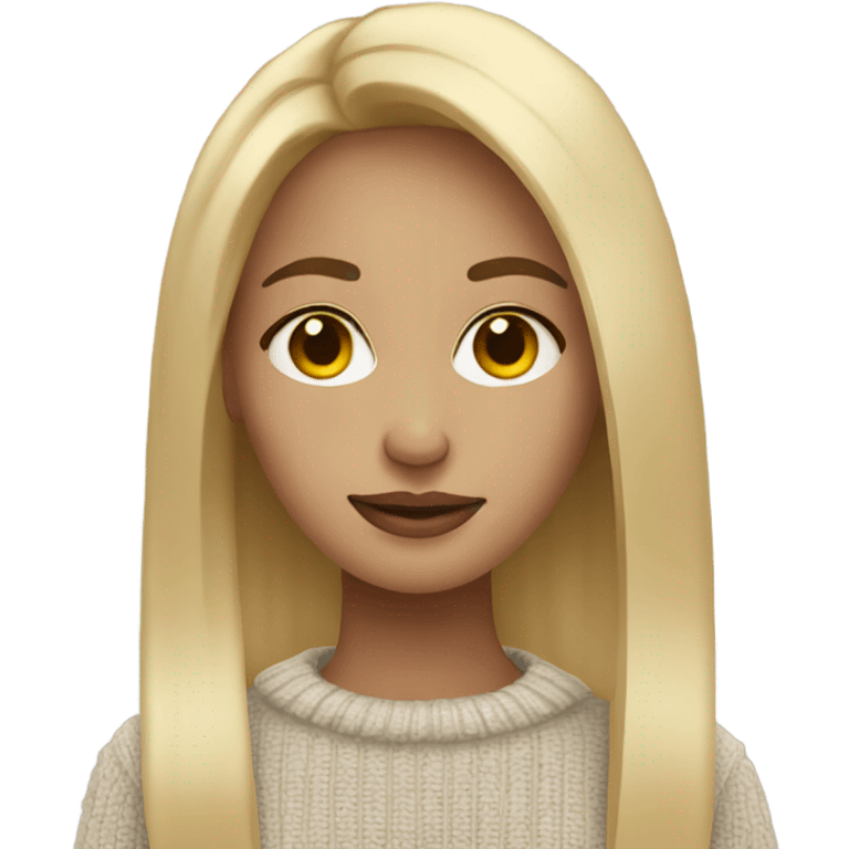 Blonde hair straight woman with an oversized sweater emoji