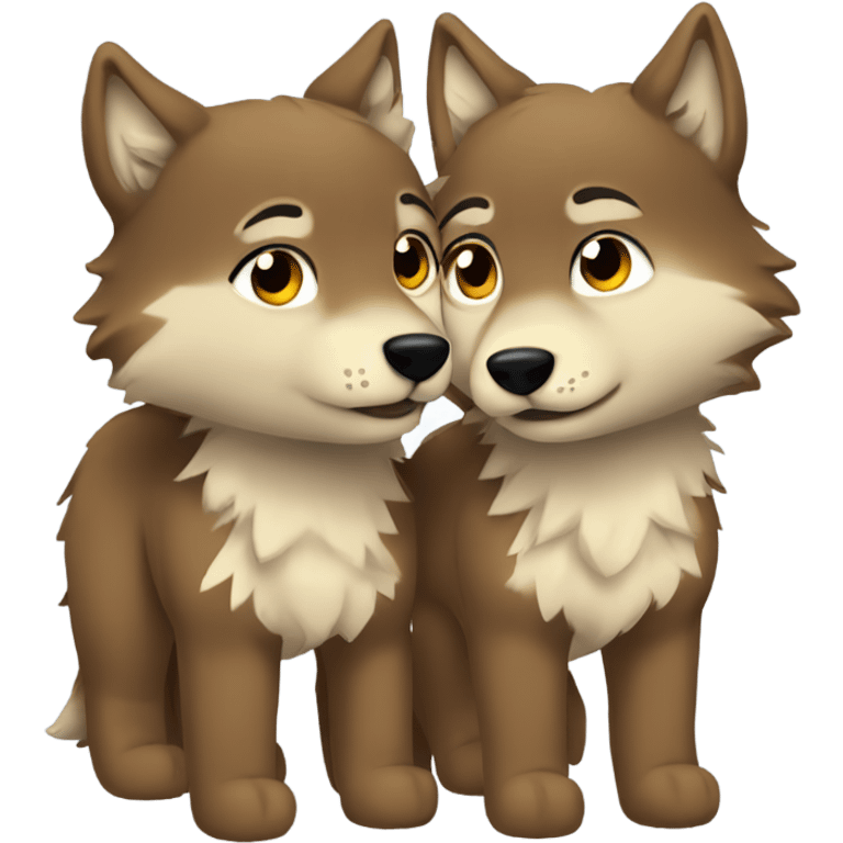 Brown and blonde  wolfs in love  emoji