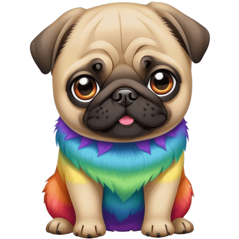 ultra cute pug rainbow emoji