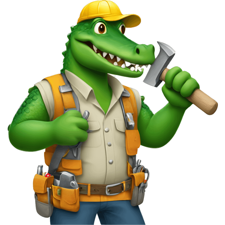 Tradie crocodile holding a hammer  emoji