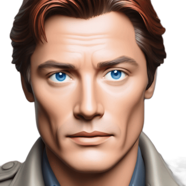 Alain Delon young hardboiled detective blue eyes short red hair emoji