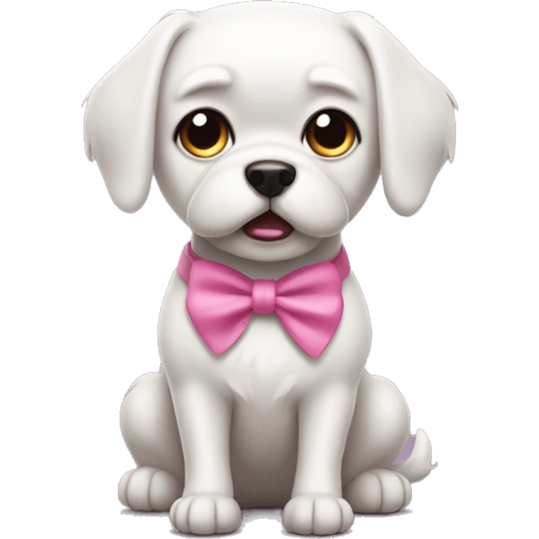 Small White angry Dog with pink bow emoji