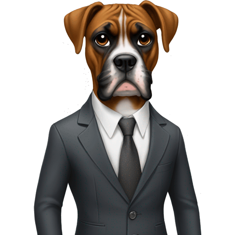 Boxer dog in a suit emoji