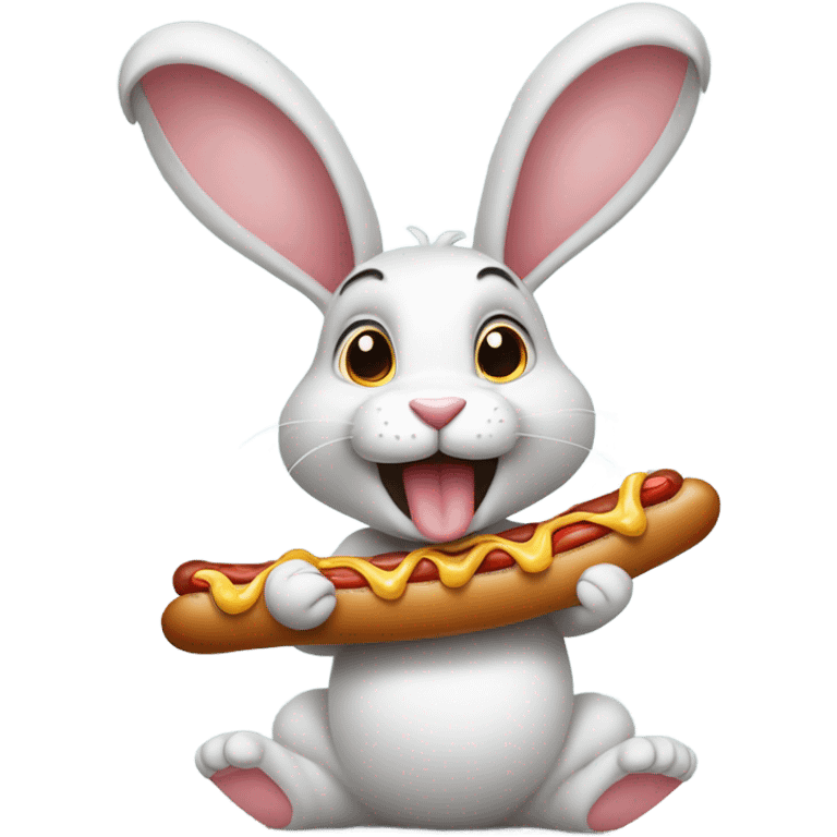 Rabbit, eating hotdog emoji