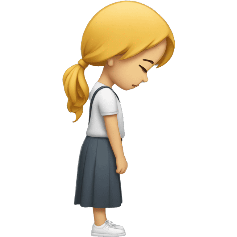 Sad girl walking with their head bent down emoji