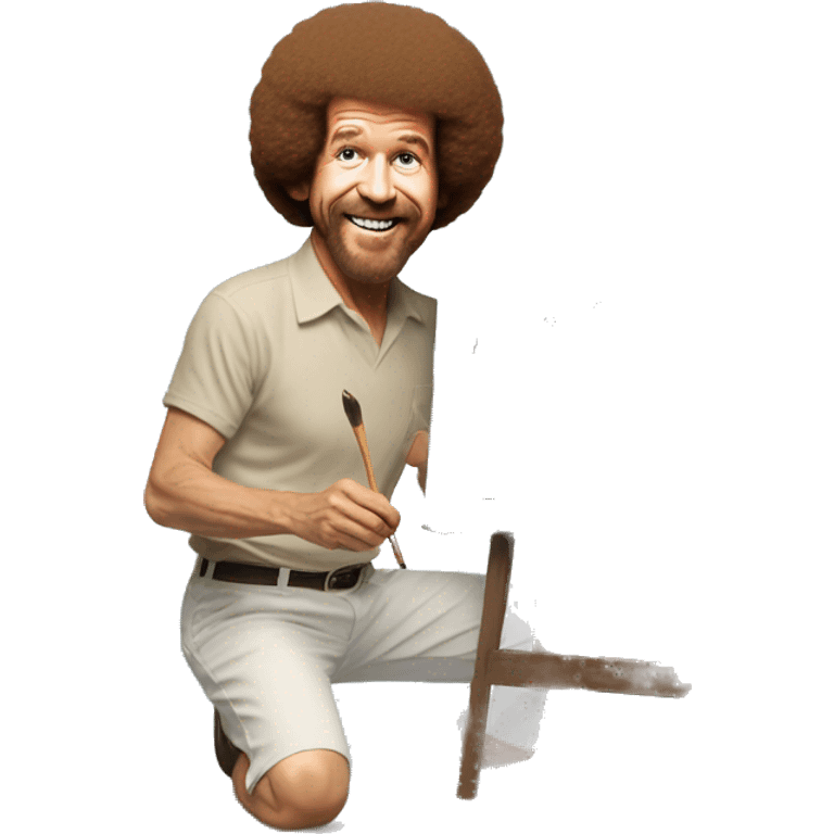 Bob Ross painting Richard Simmons  emoji