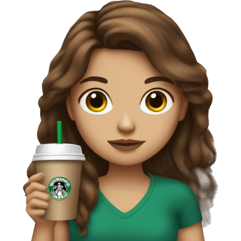 brown hair brown eyed girl drinking Starbucks  emoji