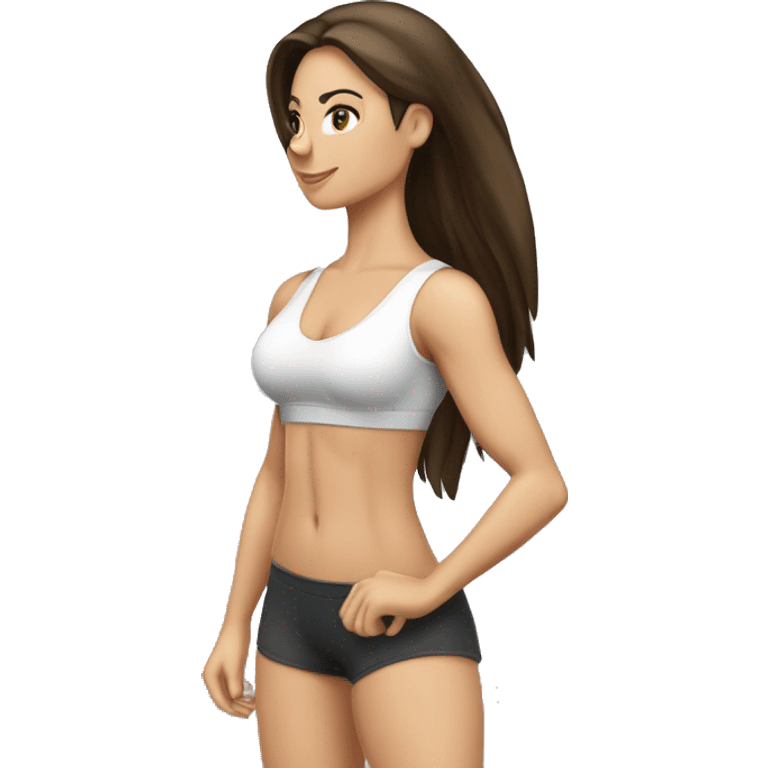 Woman glute muscles, fit Caucasian woman, brunette emoji