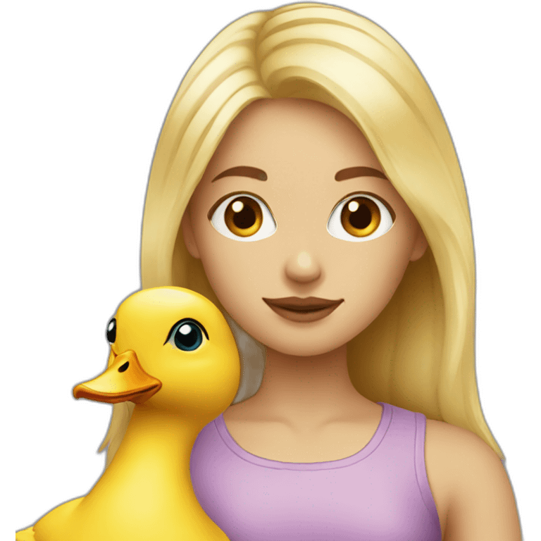 Blonde girl with duck emoji