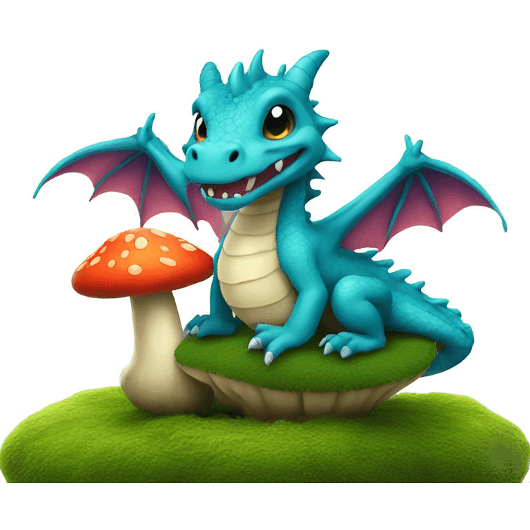 Dragon sitting on a mushroom emoji