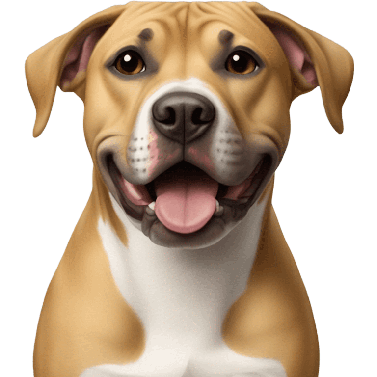 Black mouth cur next to black and white smiling pit bull emoji