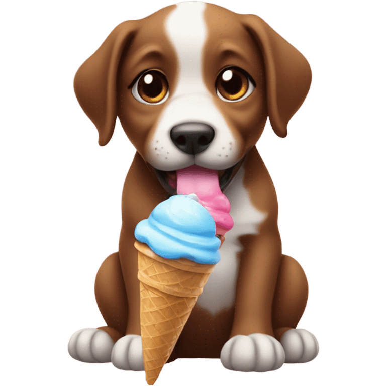 Puppy with ice cream emoji