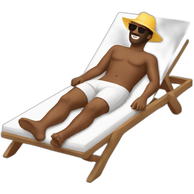 man laying in sunbed emoji