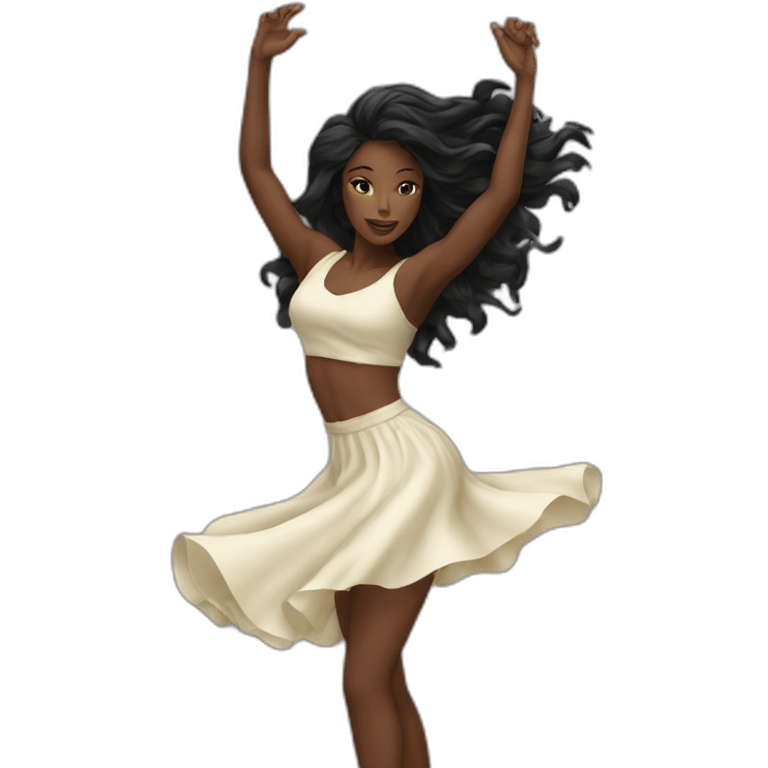 Beautiful Black women long hair dancing emoji