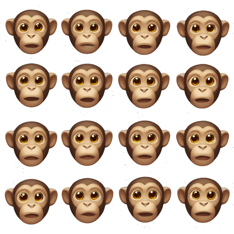 cute monkey different expressions emoji