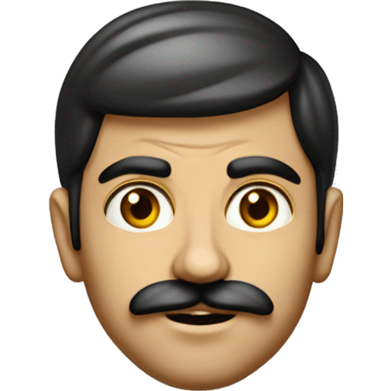 guy 20 years old iranian with moustache in 1970 photorealistic serious emoji