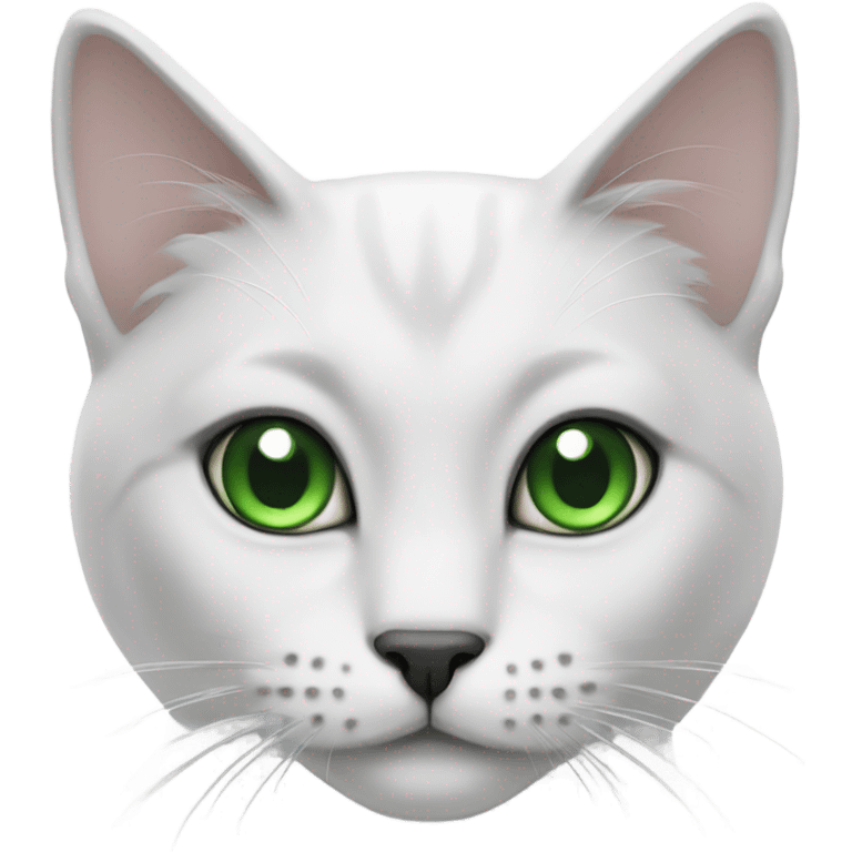 white cat with green eyes and black nose and gray ears emoji