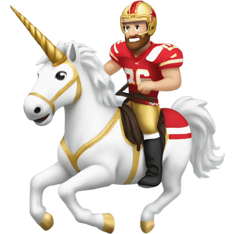 Travis Kelce riding a unicorn emoji