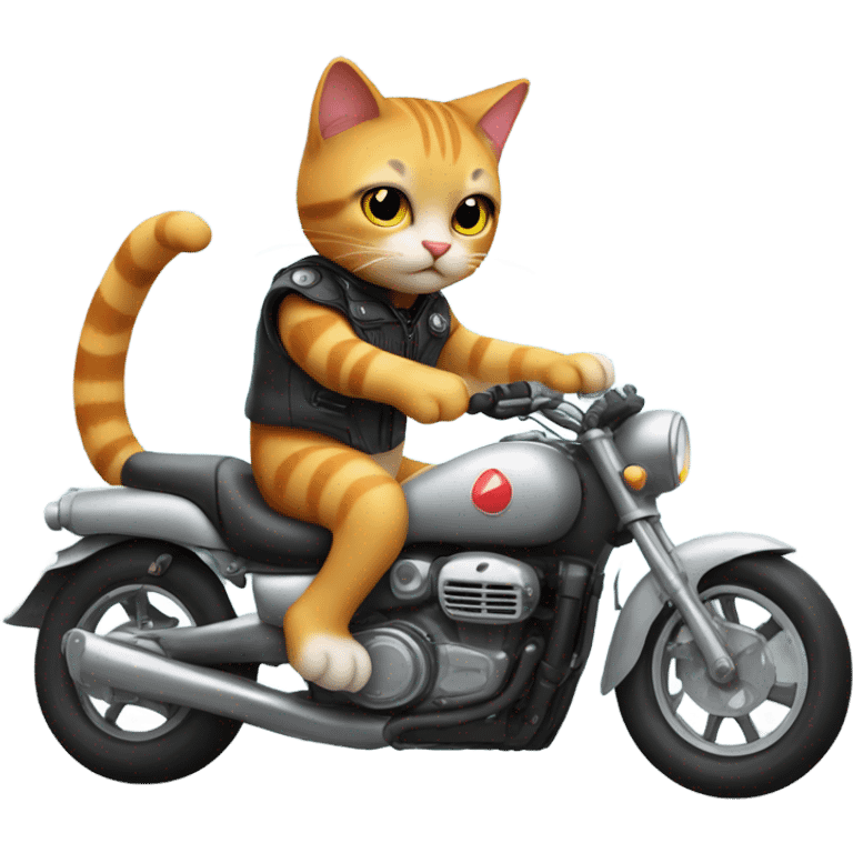 cat driving a motorcycle emoji