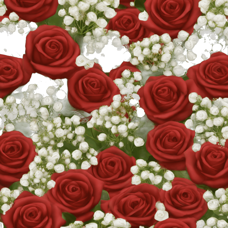 Red roses with babies breath emoji