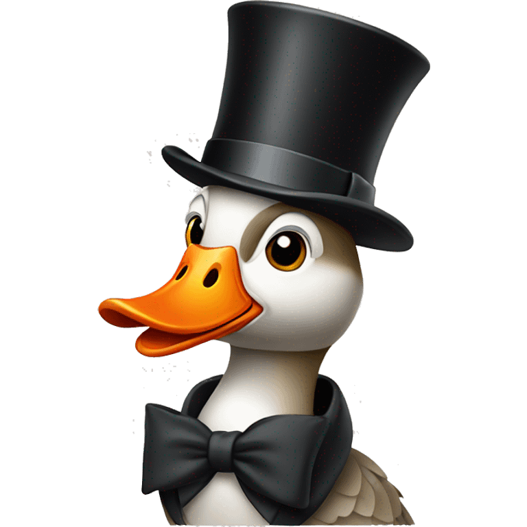 goose wearing top hat emoji