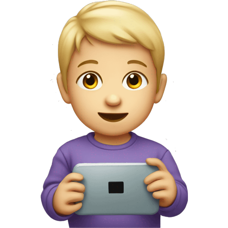 a small baby child with smartphone in its hands emoji