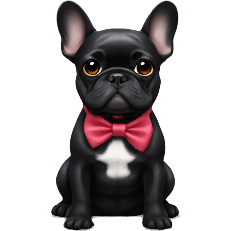 All Black french bulldog with bow emoji